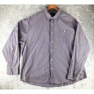 Lands' End Long Sleeve‎ Shirt Mens Size XXL Button Down Checked 100% Cotton